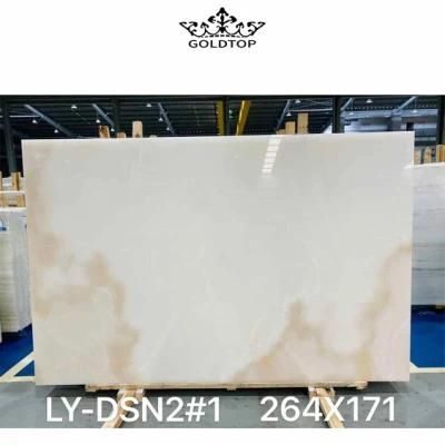 High Quality Ancient China Style Natural Stone Slab Whiteonyx Marble Slab White Jade Onyx Slab with Golden Veins
