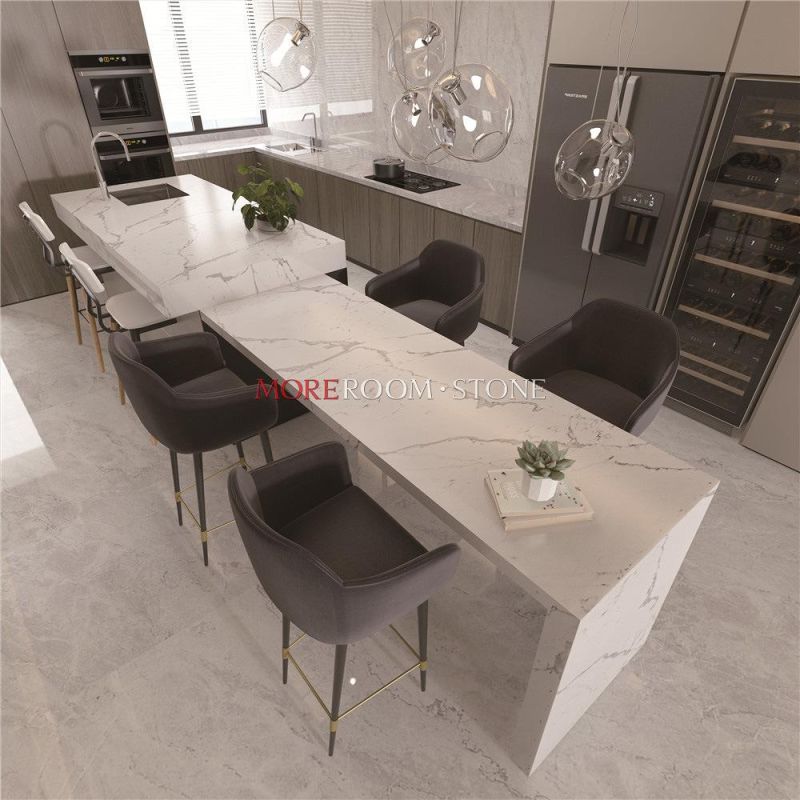 Wholesale Engineered Stone White Calacatta Quartz Stone for Kitchen Countertop