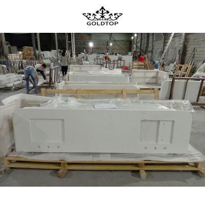 American/USA Hotel/Apartment Project Carrara White Quartz Engineered Stone for Countertop/Vanity Top/Table Top/Worktop