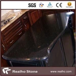 Bullnose Edge Indian Black Galaxy Granite Kitchen Countertops