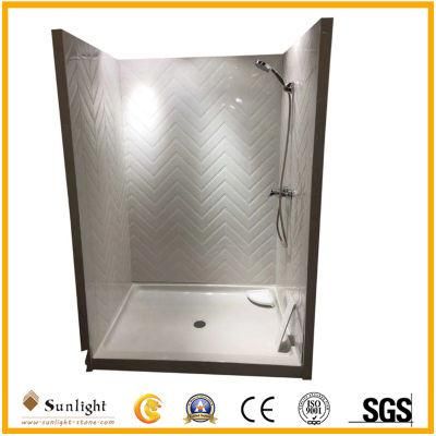 Classic Chevron Style Cultured Marble Shower Bath Surrounds