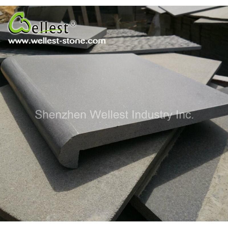 High Quality Honed Finished Grey Basalt Bullnose Swimming Pool Coping