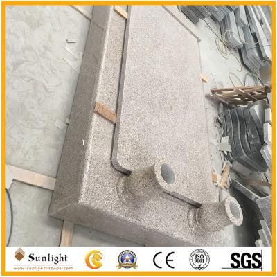 Custom Design Beige Granite Headstone with Flower Bed for Tombstones