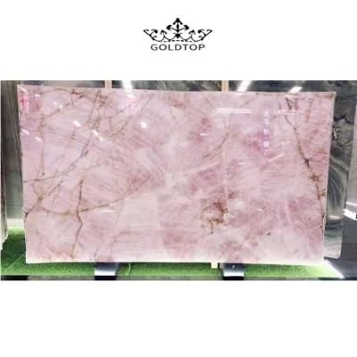 Pink Crystall Bathroom Vanity Wall Panels Tiles Kitchen Cabinet Countertops Bar Counter Natural Luxury Stone Slab
