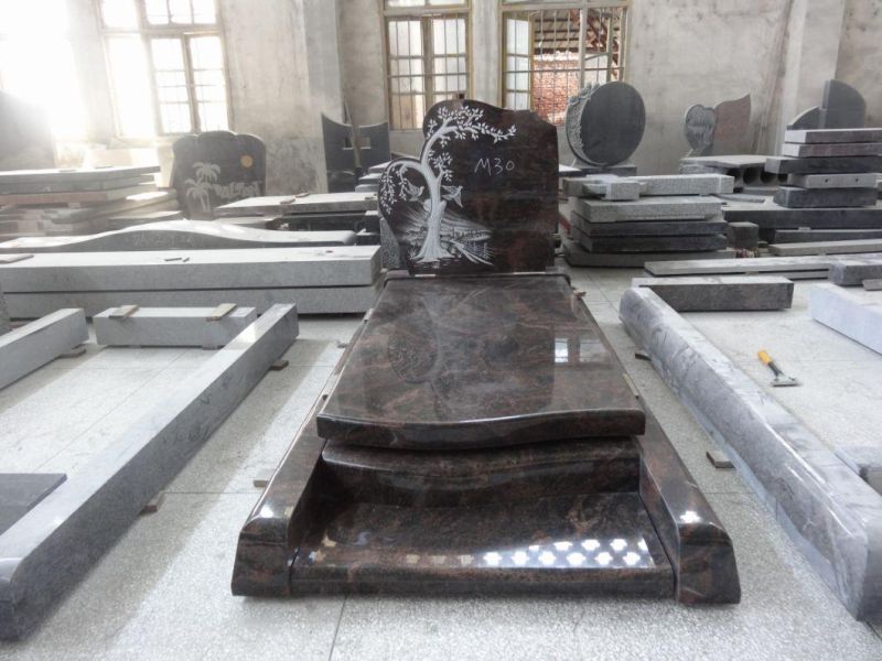 Factory Wholesale Natural Granite Tombstone Tree Design Monument Headstone