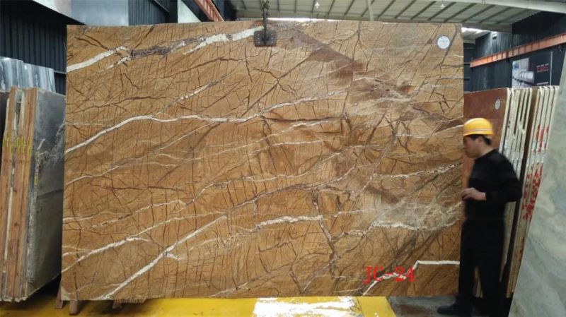 Rainforest Brown Polished Marble Slabs for Interior Flooring Wall Decoration