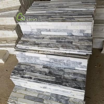 Silver Grey Quartz Marble Ledge Stone Panel Natural Split Face Wall Tiles