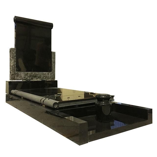 Large Black Granite Headstone with Modern Design