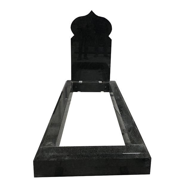 Absolute Black Granite Funeral Kerb Tombstone for Muslim