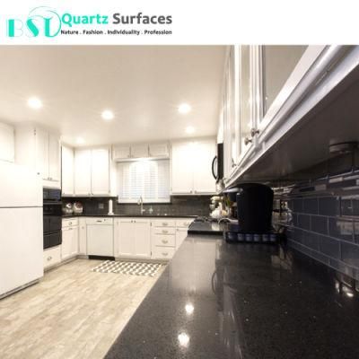 Wholesale Manufacturer Black Galaxy Quartz Stone Countertop