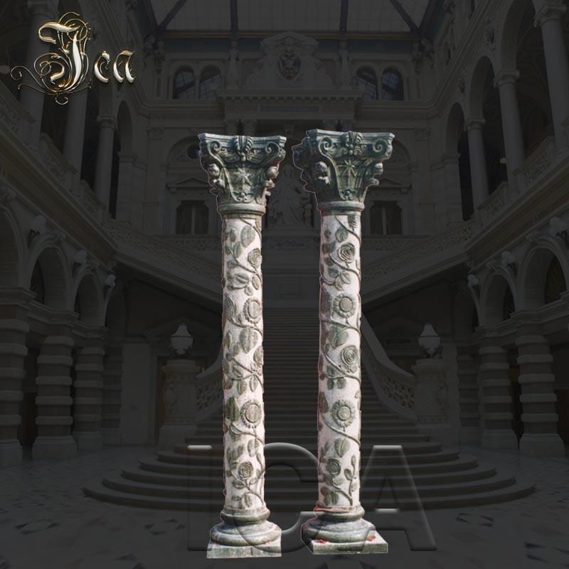 Garden Home Architectural Decorative Carved Stone Roman Pillars Marble Carving Greek Tapered Column for Indoor Outdoor Decoration