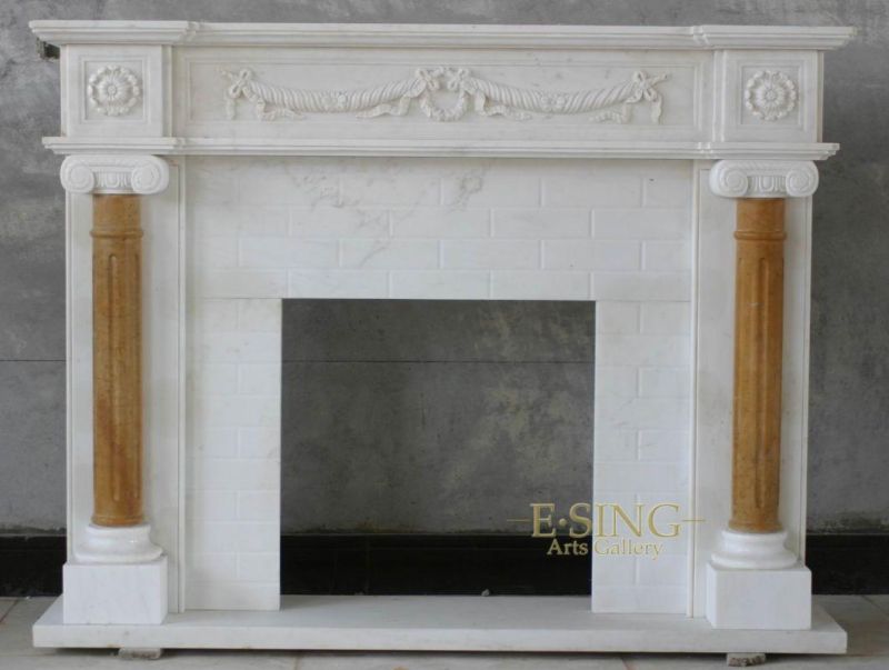 Natural Marble Fireplace Mantel Indoor Stone Fireplaces