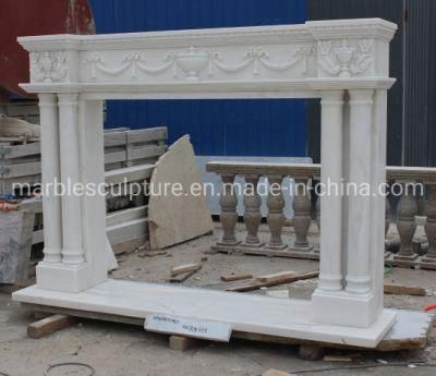 Delicate Natural Indoor Decorative White Marble Fireplace (SYMF-383)