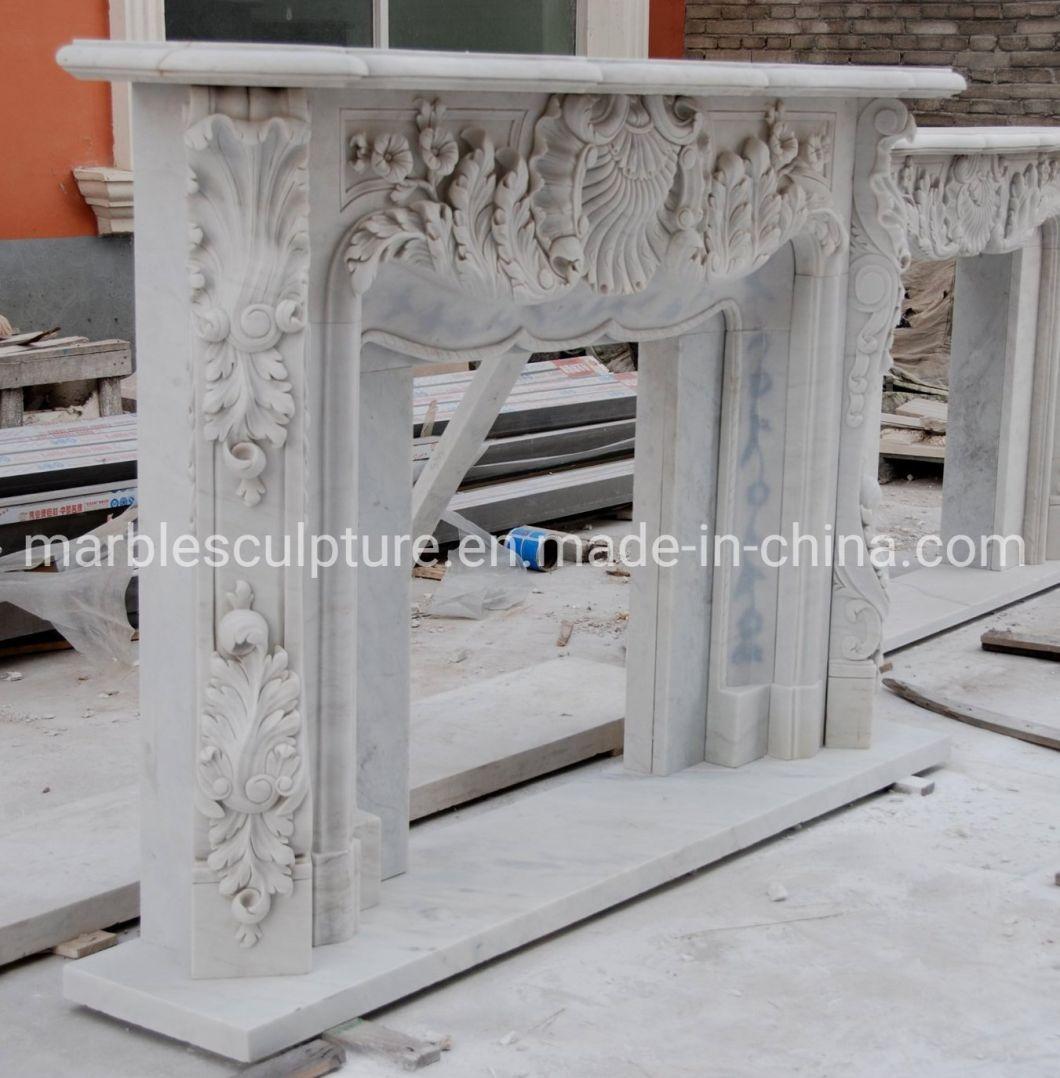 Exquisite Pure White Marble Fireplace Home Decoration (SYMF-261)
