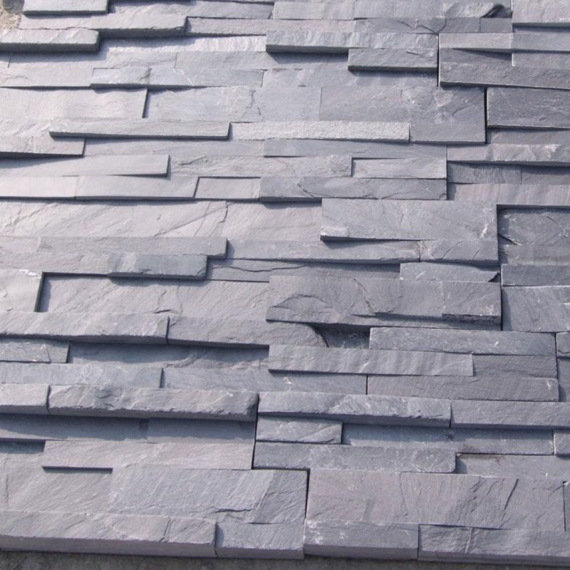 Cheap Black Grey Color Exterior Decorative Culture Slate Wall Stone Tile