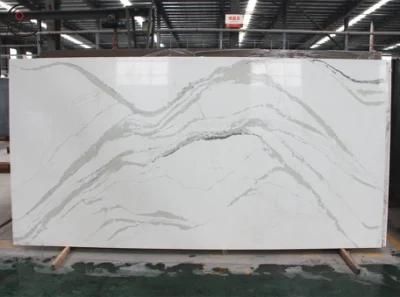 Wholesale of Calacatta Quartz Stone Plate with Mountain Pattern