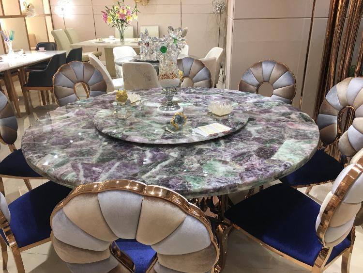 Luxury Dubai Living Room Furniture Semi Precious Stone Azul Bahina Blue Granite Table Top