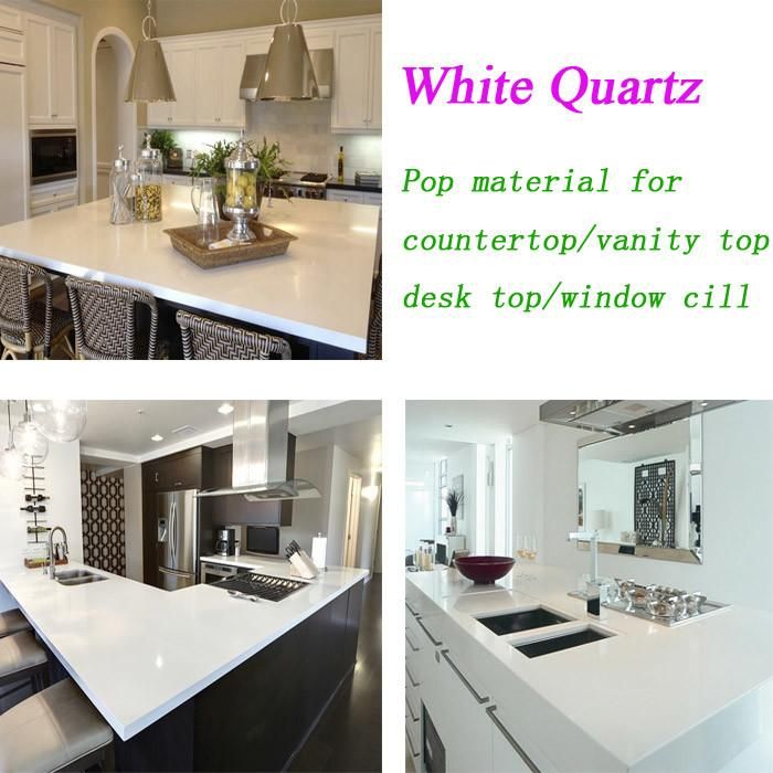 Stylish Artificial White Quartz Countertops for Kitchen