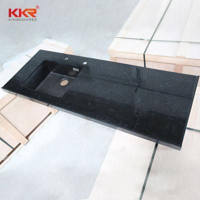 Custom Size and Design Solid Surface Stone Artificial Stone Counertop Basin Quartz for Kitchen Countertops