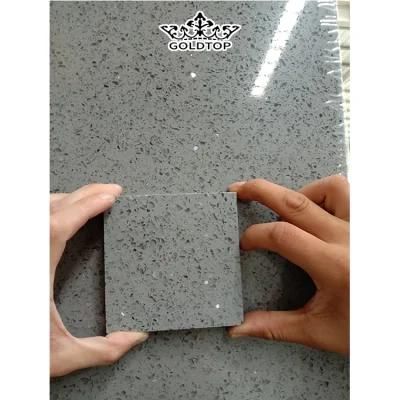 Customized Sparkle/Crystal/Glass Grey/Gray Artificial Quartz Stone Slabs for Apartment Countertop/Vanity Tops