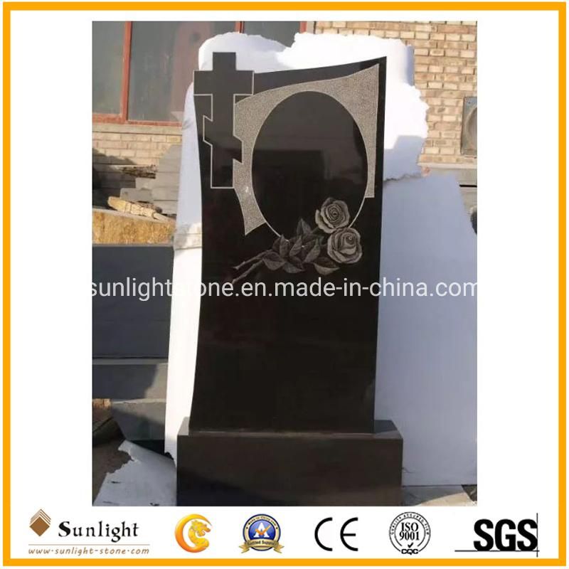European/Russian/American Style Black Granite/Marble Tombstone Monument with Custom Design
