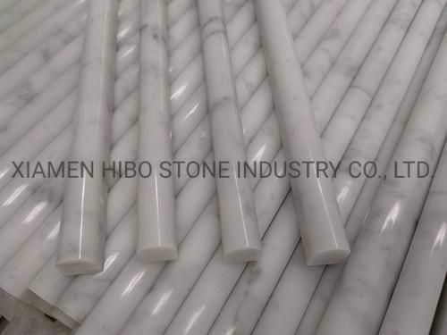 Italian Bianco Carrara White Marble Linear Polished Round Pencil/Base/Ogee/Crown Border Molding