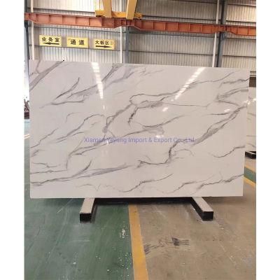 Polish White/Grey/Calacatta/Snow Slabs Artificial Quartz/Marble for Kitchen/Bathroom/Worktop/Table/Island/Fireplace/Background