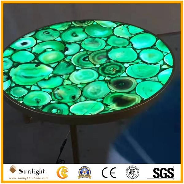 Custom Polished Italian Calacatta White Marble Round Desk, Table Tops