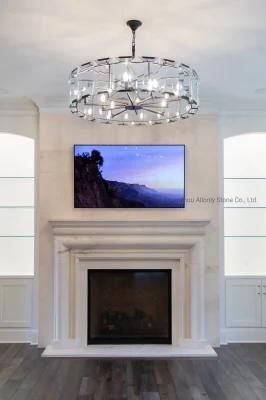 Crema Bello White Limestone Marble Stone Fireplace Mantel Surround