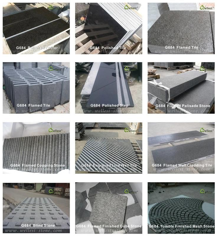 G684 Black Basalt Stairs and Steps All Sides Flamed and Brushed for Interior and Exterior Decor