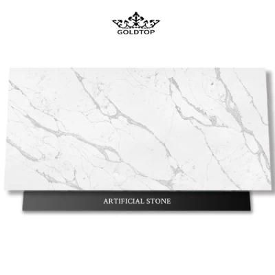 Expert Delicate Crema Polished/Honed/Leather Finish Calacatta White Slabs/Tiles Artificial Quartz for Kitchen Countertop