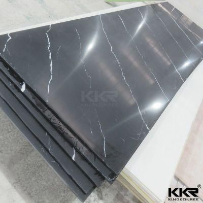 Black Solid Surface Artificial Marble Stone with White Pattern