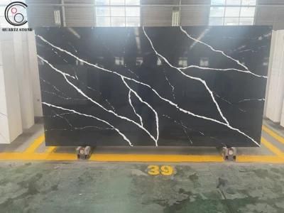 Wholesale Chinese Calacatta Slab Artificial Black Quartz Stone Countertop