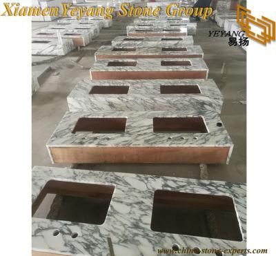 Composited Arabescato White Marble Polishing Kitchen Countertops/Vanity Tops