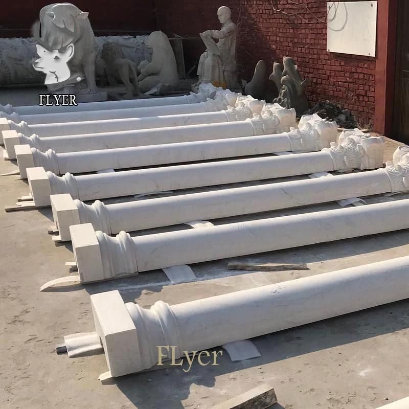 Modern Natural Solid Marble Pillars Nouveau Marble Roman Column with Lady Sculpture