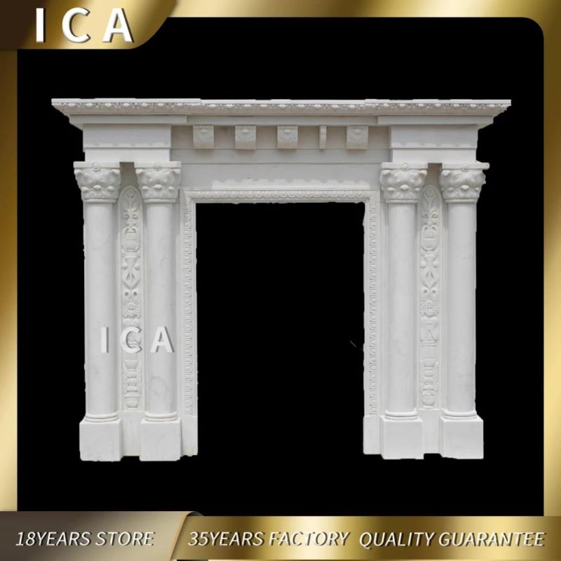 Decorative Free Standing Modern White Marble Fireplace
