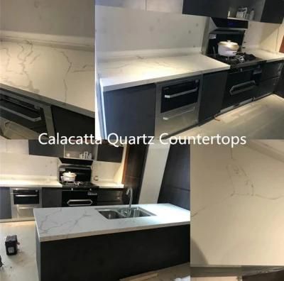 Quality Artificial Calacatta White Quartz Countertops for Kitchen