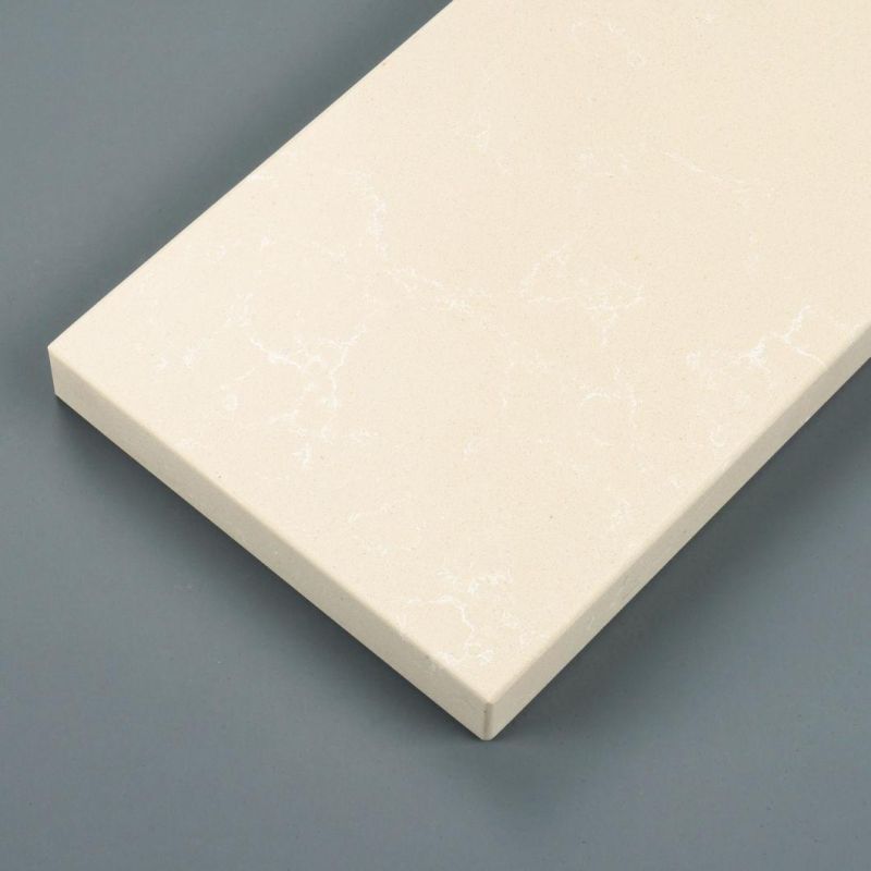 Artificial Marble Look Engineered Yellow Quartz Stone Kitchen Countertop