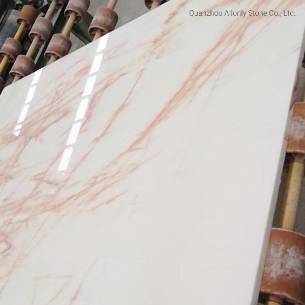 Natural Marble Stone Panel Red Line White Onyx Countertop Bar Top and Slab