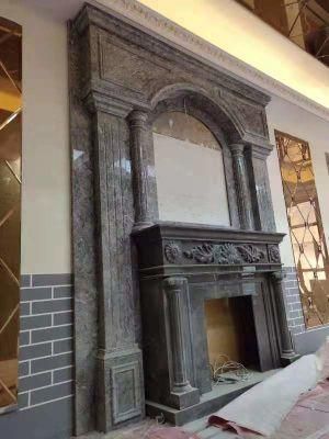 Hand Carved Brown Marble Fireplace for UK Europe Market