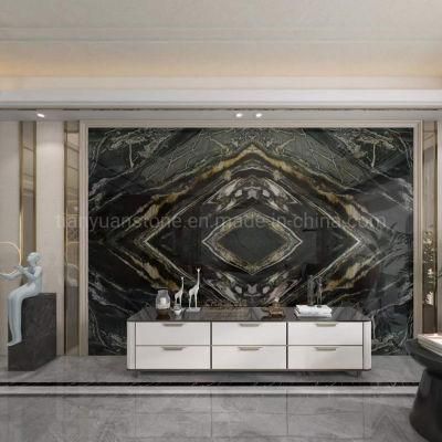Polished Natural China Black Yellow Gold Stone Slabs Cut to Size Tiles Marble Slab for Interior Wall Cladding, Kitchen&Bathroom Tops