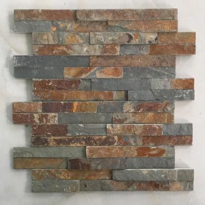 Split Surface Rusty Slate Natural Thin Stone Veneer Panels Sheets for Exterior Wall Decoration