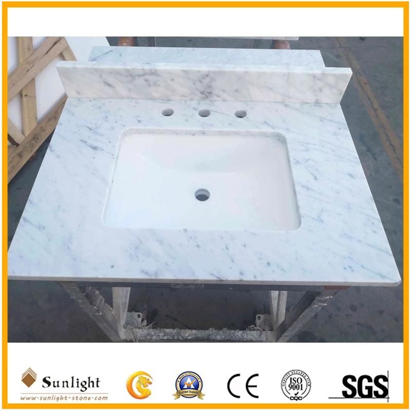 Custom Cheap Natural Carrara White Marble Stone Bathroom Vanity Countertops