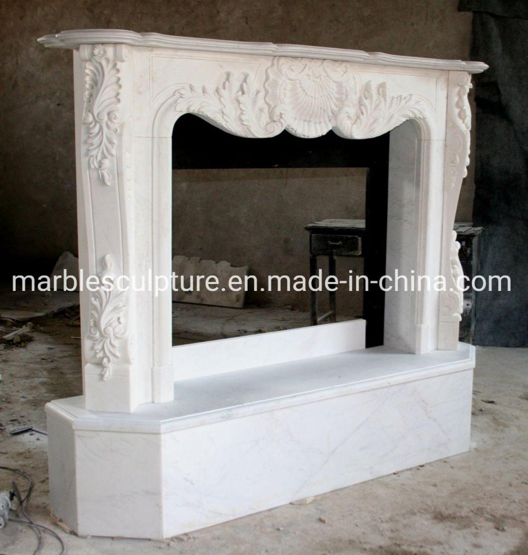 Custom Hand Carving Indoor Classic Marble Fireplace (SYMF-185)