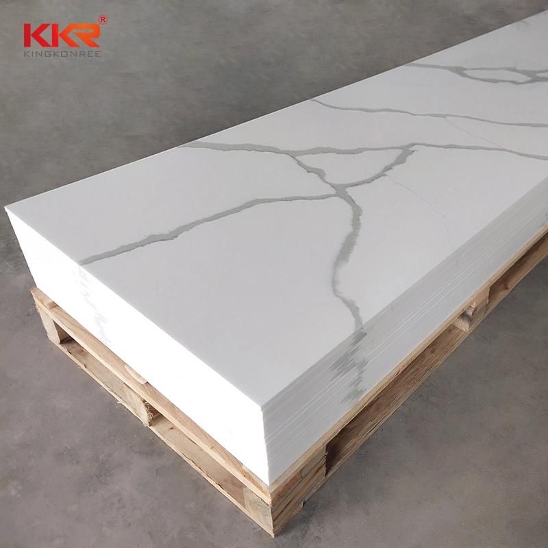 12mm, 15mm, 20mm Carrara White Marble Slab Corian Artificial Stone in Acrylic Solid Surface Slabs Materials