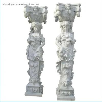 Stone Carving Grey Granite Roman Column / Pillar