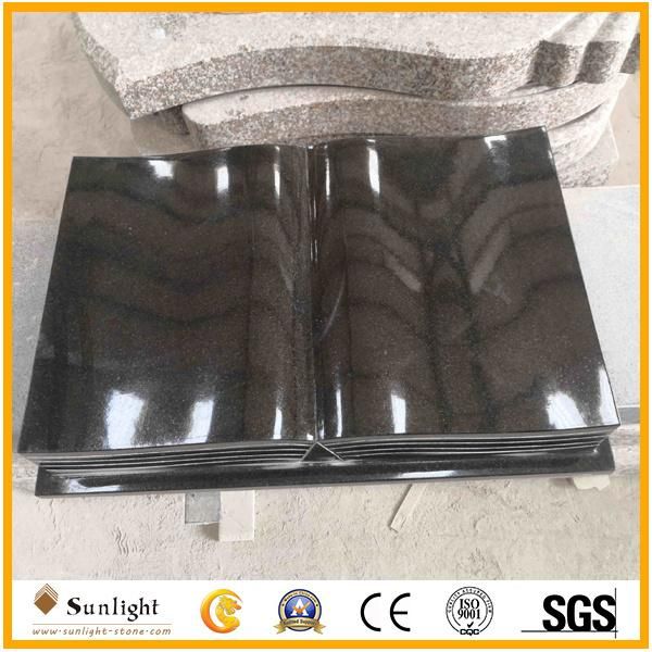 Blank Black Granite Memorial Monument Plaques with Pet Flower Design