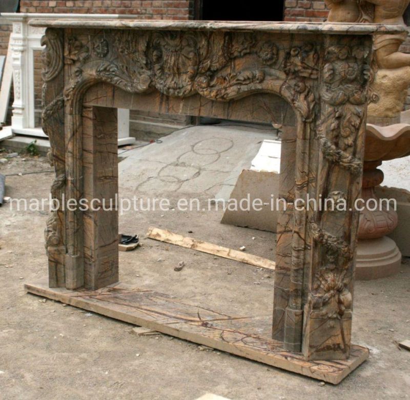 Natural Stone Mantel Marble Fireplace Home Decoration (SYMF-225)