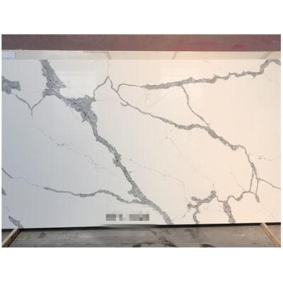 Popular Choice Calacatta White Quartz Slab Kitchen Island Countertop Artificial Stone