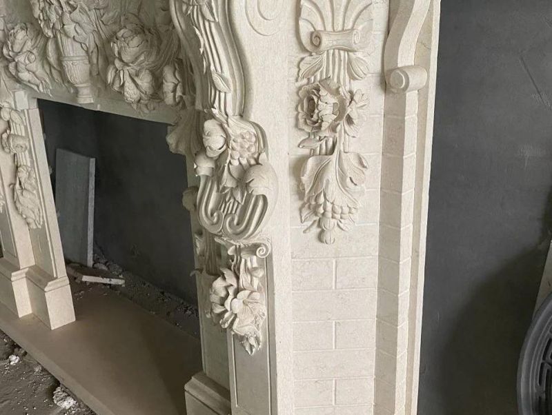 Modern Indoor Freestanding Luxury White Marble Fireplace Surround